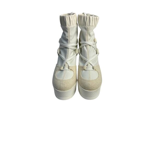 Chanel Off White Patent Leather Neoprene Wedge Boots - 38.5 - Picture 3 of 9